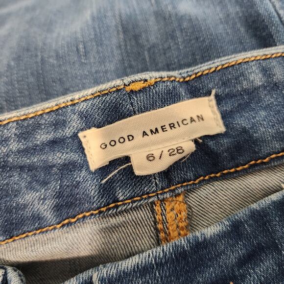 Good American Good Legs Straight Jeans Blue 007 Stretch Denim 6/28 - Picture 7 of 9